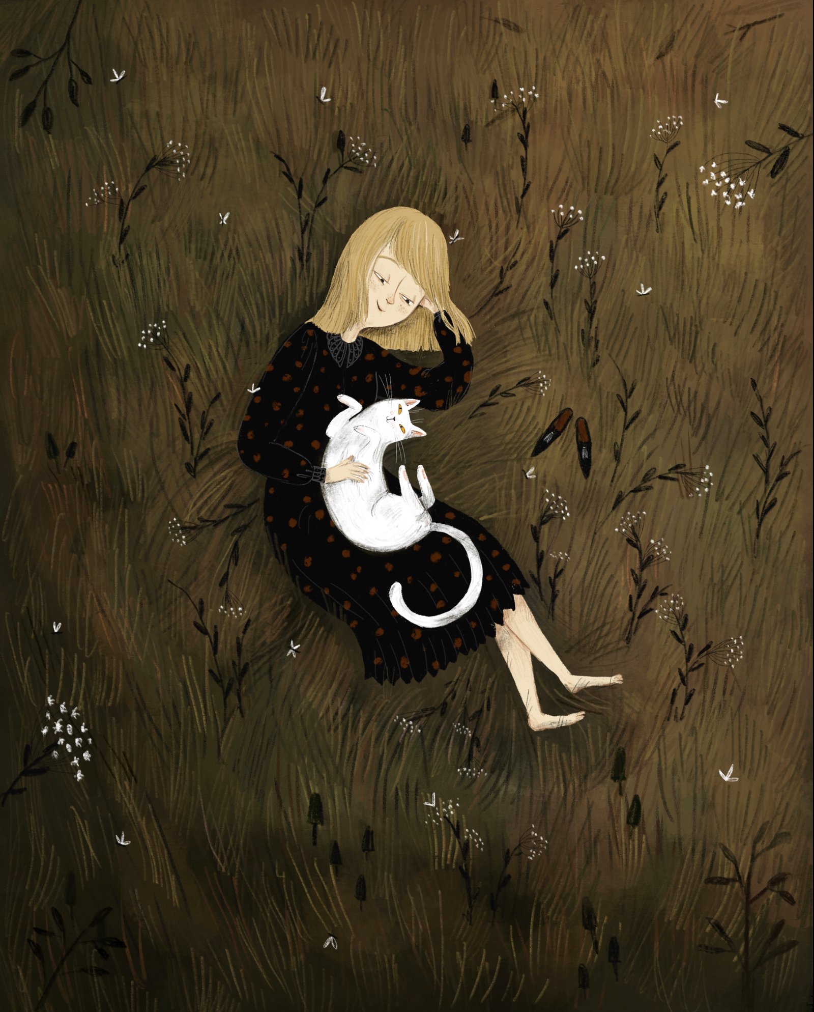 Cat girl illustration Lia Visirin childrens book illustrator